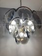 Lampadario Murano Vistosi anni '60, vetro fumé e ottone