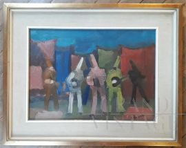 4 Pulcinella, dipinto firmato