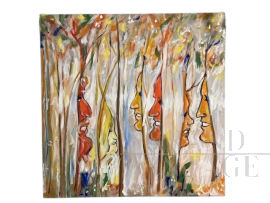 A. Celaia - Dipinto di arte contemporanea in smalti policromi su tela                            