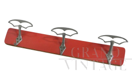 Attaccapanni vintage da parete in formica rossa, 1970                            