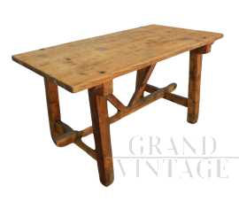 Banco da lavoro in legno chiaro di abete, anni '40