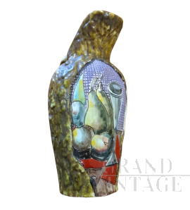 Brocca vintage in ceramica di Serafino Volpi per Deruta                            