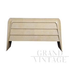 Cassettiera in pergamena naturale in stile Art Déco                            