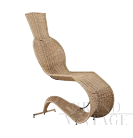 Chaise Longue Speed ​di Tom Dixon in ferro battuto e rattan                            