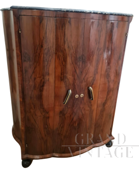 Comò secretaire art déco in radica di noce con cassetti interni                            