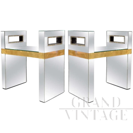 Coppia di console design italiane a specchio                            