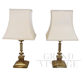 Coppia di lampade abat-jour dorate anni '70                            