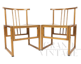 Coppia di sedie Bernini quadrate in faggio                            