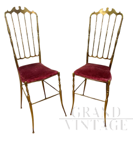 Coppia di sedie Chiavarine in ottone                            