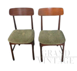 Coppia di sedie vintage imbottite con velluto verde                           
                            