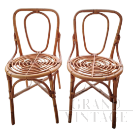 Coppia di sedie vintage in vimini                            