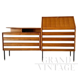 Grande credenza sideboard La Permanente di Cantù in noce e formica                            