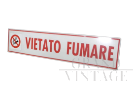 Grande insegna Vietato Fumare vintage in latta, anni '70                            