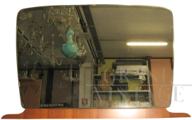 Grande specchiera vintage da appoggio con base in legno, anni '60