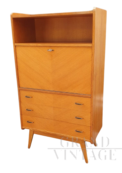 Highboard vintage con scrittoio e cassetti, anni '50                            