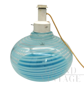 Lampada da tavolo attribuita a F3 in vetro di Murano azzurro, 1970