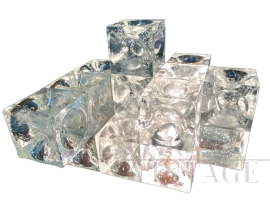 Lampada da tavolo di Albano Poli per Poliarte con 18 cubi di cristallo, anni '60