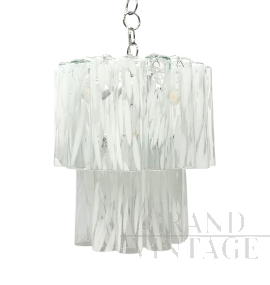 Lampadario con tubi in vetro di Murano attribuito a Vistosi