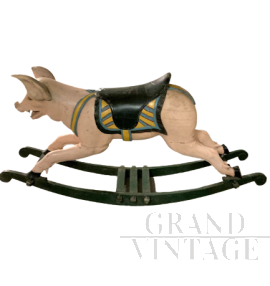 Maialino a dondolo antico inglese di fine '800