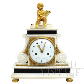 Orologio a Pendolo Luigi XVI in bronzo dorato e marmo, Francia '700                            