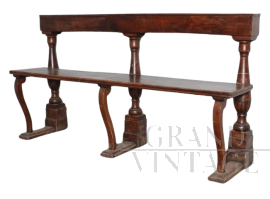 Panca antica del '700 in noce con colonne tornite                            
