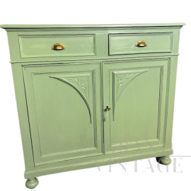 Piccola credenza liberty provenzale laccata verde, primi '900