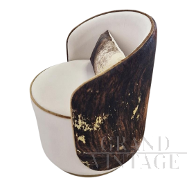 Poltrona a pozzetto in stile art déco con schienale in cavallino                            