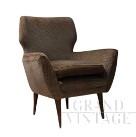 Poltrona Art Déco in tessuto marrone