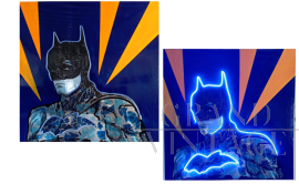 Rolando Pellini - dipinto Batman, colori acrilici e LED                            