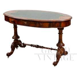 Scrittoio antico Vittoriano Inglese in radica di noce del XIX secolo                            