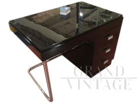 Scrivania déco anni '40 in legno laccato nero