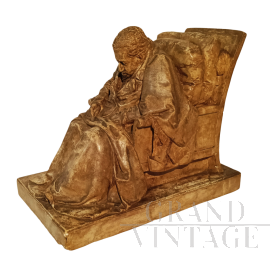 Scultura Ritratto Virile Sedente dal modello di Pompeo Marchesi                            