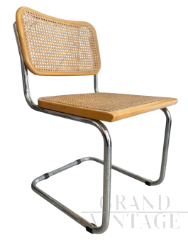 Sedia B32 di Marcel Breuer in legno chiaro e paglia di Vienna                            