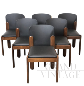 Set di 6 sedie design di Silvio Coppola per Bernini in pelle nera                            