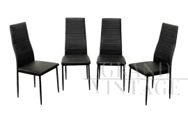 Set di 4 sedie design in pelle nera con schienale alto