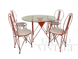 Set di 4 sedie e tavolo design di Frank Lloyd Wright per Cassina, anni '80                             