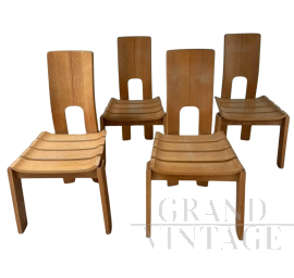 Set di 4 sedie scandinave in olmo massello