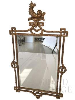 Specchiera dorata vintage stile '700 con ippocampo