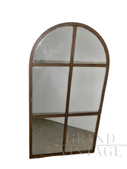 Specchio vintage con cornice in metallo, stile industriale anni '40 