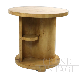 Tavolino Art Déco americano in radica di betulla, anni '70