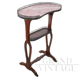 Tavolino da appoggio antico a fagiolo di fine XIX secolo                            