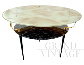 Tavolino da salotto in stile Fontana Arte in vetro marmorizzato, Italia anni '50                            