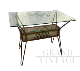 Tavolino vintage in ottone attribuito a Cesare Lacca per Fontana Arte, anni '50