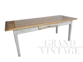 Tavolo da cucina vintage in legno di abete e larice, anni '70                            