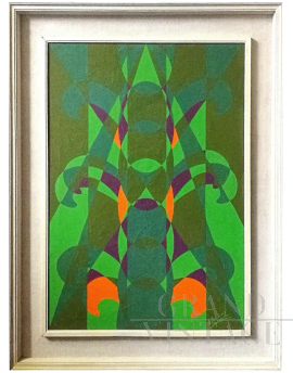 Totem, dipinto di Fernando Gutierrez, secondo futurismo, olio su tela 1969