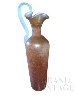 Vaso a bottiglia in vetro artistico arancione                            