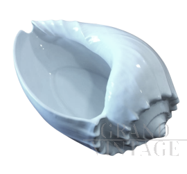 Vaso vintage a forma di conchiglia in ceramica bianca                            