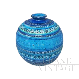 Vaso blu della collezione Rimini di Aldo Lond per Bitossi, anni '60                            