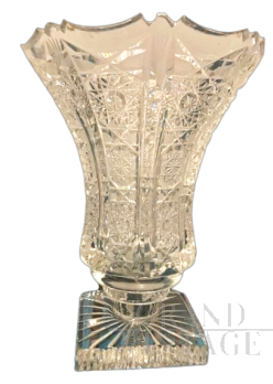 Vaso prezioso in cristallo di Boemia trasparente, anni '50