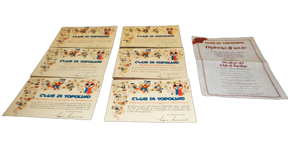 7 Disney diplomas for the Mickey Mouse club, Italy 1960s
                            